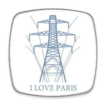 Ironic I love Paris Eiffel Tower as a power pole - Square fridge magnet - white - Front