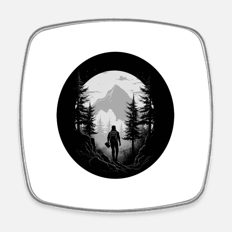 Hiker for life white - Square fridge magnet - white