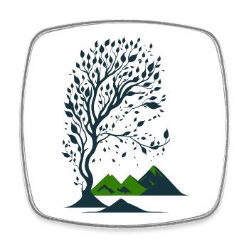 Tree and mountains minimalist - Square fridge magnet - white - Front