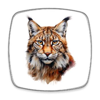 Lynx Portrait – Wild Animal Design - Square fridge magnet - white - Front