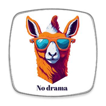 Retro Lama Vibes - Viereckiger Kühlschrankmagnet - Weiß - Vorne