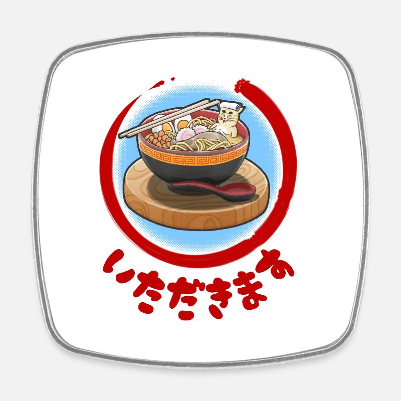 RamenCat - Square fridge magnet - white
