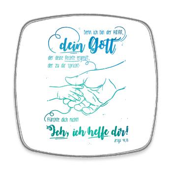 Jesaja Bibelvers Ich helfe dir - Viereckiger Kühlschrankmagnet - Weiß - Vorne