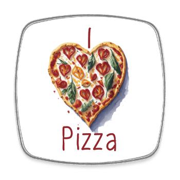 Ich liebe Pizza - Viereckiger Kühlschrankmagnet - Weiß - Vorne