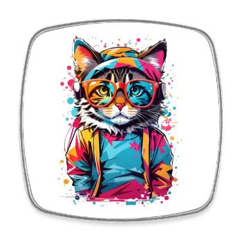 Cute cat - Square fridge magnet - white - Front