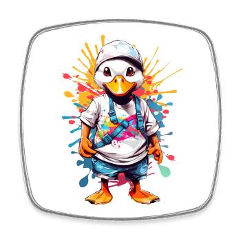 Coole Ente - Viereckiger Kühlschrankmagnet - Weiß - Vorne