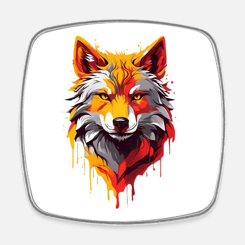 Coole Wolf - Viereckiger Kühlschrankmagnet - Weiß