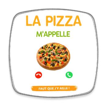 Pizza M'Appelle Design - Magnet carré - blanc - Devant