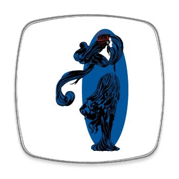 Frauen Silhouette - Viereckiger Kühlschrankmagnet - Weiß - Vorne