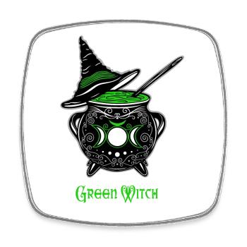 Hexenkessel Hexe Green Witch Kessel - Viereckiger Kühlschrankmagnet - Weiß - Vorne