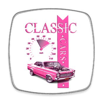 Classic Car - Viereckiger Kühlschrankmagnet - Weiß - Vorne