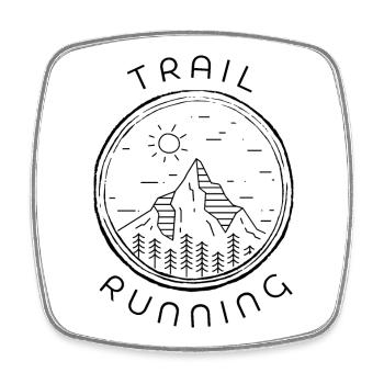 Trail Running Berge Wald Sonne - Viereckiger Kühlschrankmagnet - Weiß - Vorne