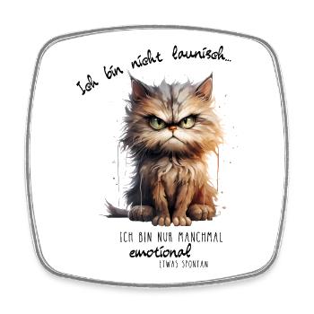 Grimmige Katze im Aquarellstil - Viereckiger Kühlschrankmagnet - Weiß - Vorne