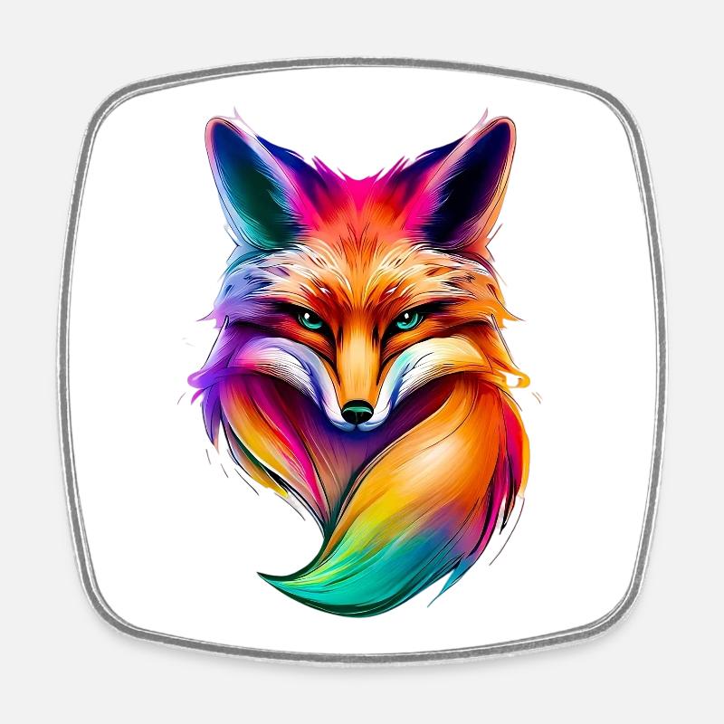 Renard - Magnet carré - blanc