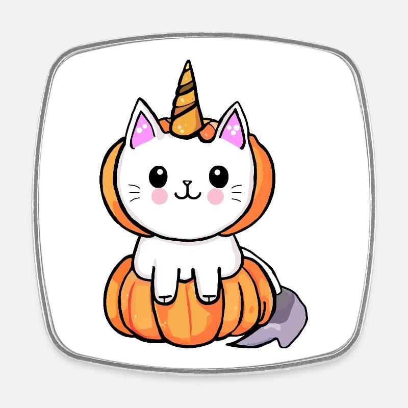 chat-licorne d'halloween - Magnet carré - blanc