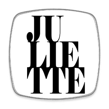 Juliette Name Vorname Moderne Schrift Wort Art - Viereckiger Kühlschrankmagnet - Weiß - Vorne