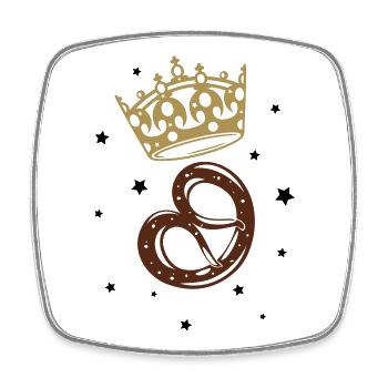 Krone Brezel Prinz Prinzessin - Viereckiger Kühlschrankmagnet - Weiß - Vorne