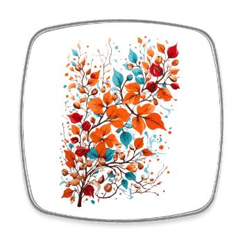 Herbst Blumen mit Nüsse - Viereckiger Kühlschrankmagnet - Weiß - Vorne