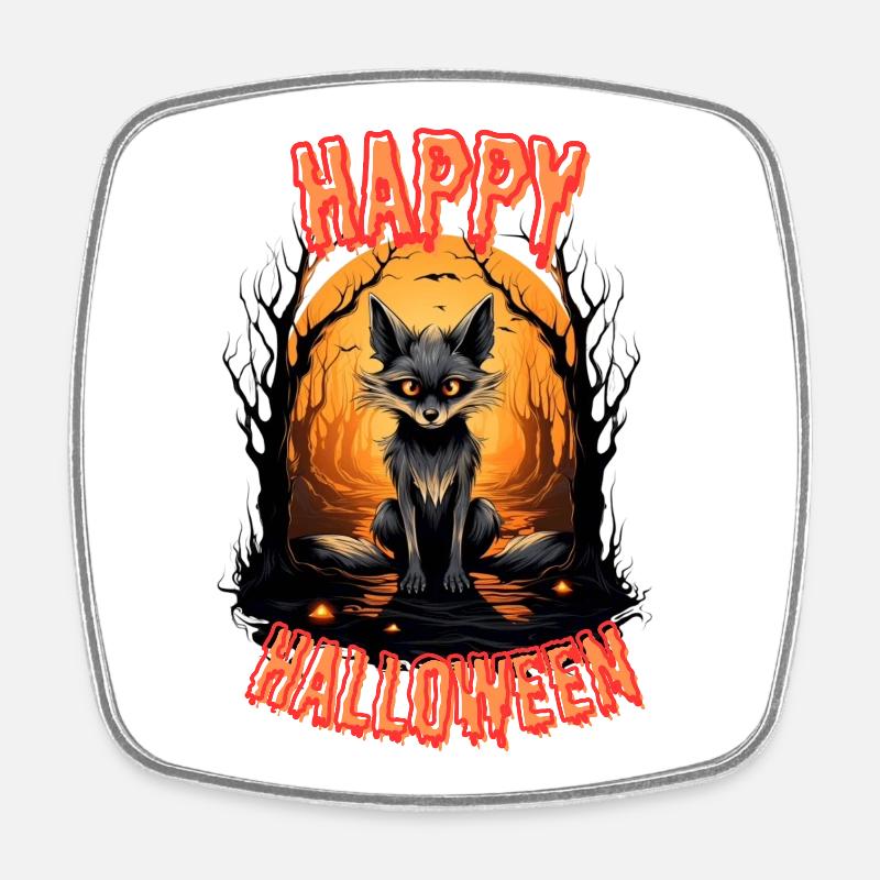 Fabulous Halloween fox with fire - Square fridge magnet - white