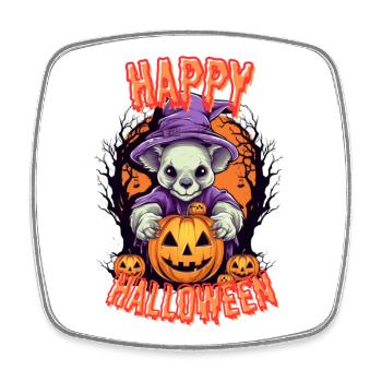 Cute Halloween dog with pumpkins - Square fridge magnet - white - Front