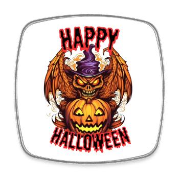 Spooky Halloween Pumpkin with Demon Flame - Square fridge magnet - white - Front
