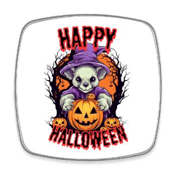 Cute Halloween hamster with pumpkin motif - Square fridge magnet - white - Front