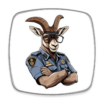 Polizei Steinbock - Viereckiger Kühlschrankmagnet - Weiß - Vorne