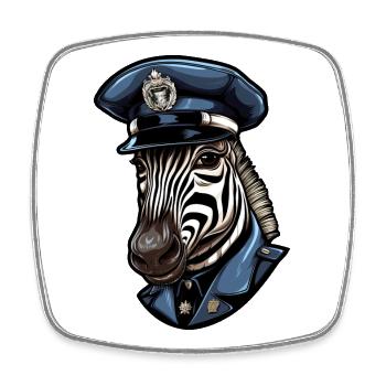 Zebra Police - Square fridge magnet - white - Front