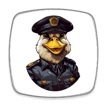 Police Duck - Square fridge magnet - white - Front