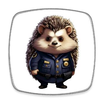 Hedgehog Police - Square fridge magnet - white - Front