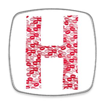 Letter H - tshirt kisses - Square fridge magnet - white - Front