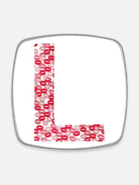 t-shirt bisous - Lettre L - Magnet carré - blanc
