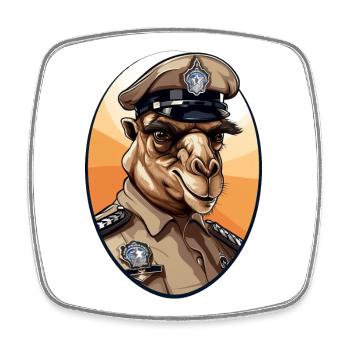Camel Police - Square fridge magnet - white - Front