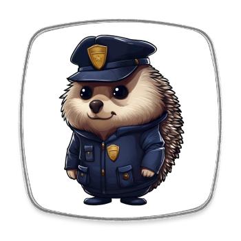 Hedgehog Police - Square fridge magnet - white - Front