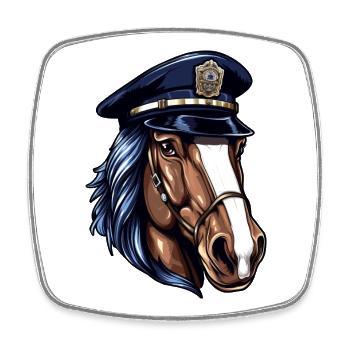 Chevaux Policier - Magnet carré - blanc - Devant