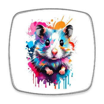Hamsters colorés - Hamster européen, Hamster doré, Rongeur - Magnet carré - blanc - Devant