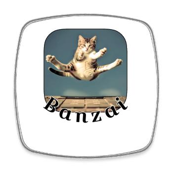 Jumping cat over keyboard - Square fridge magnet - white - Front