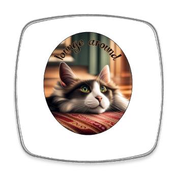 Le chat repose dans la lumière chaude - Magnet carré - blanc - Devant