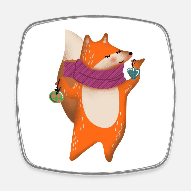 Soft Fox Heart Scarf - Square fridge magnet - white