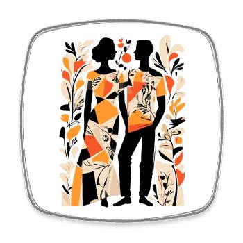 Abstract Art Man and Woman - Square fridge magnet - white - Front