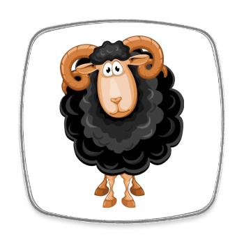 Sheep, Black Sheep, Sheep Humor - Square fridge magnet - white - Front