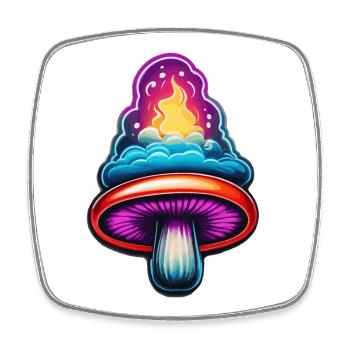 Champignon de feu - Magnet carré - blanc - Devant