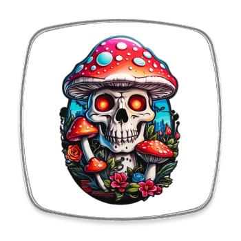 Totenkopf Fliegenpilz - Viereckiger Kühlschrankmagnet - Weiß - Vorne