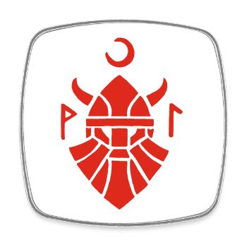 Rotes Wikinger-Krieger-Symbol - Viereckiger Kühlschrankmagnet - Weiß - Vorne