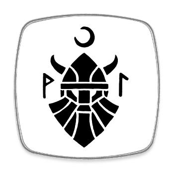 Schwarzes Wikinger-Krieger-Symbol - Viereckiger Kühlschrankmagnet - Weiß - Vorne