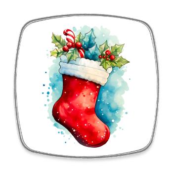 Aquarell Weihnachtssocken - Viereckiger Kühlschrankmagnet - Weiß - Vorne