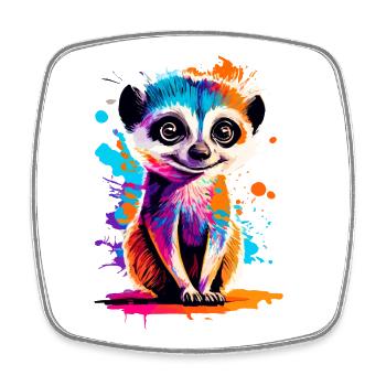 Erdmännchen Farbenfroh - Meerkat aus der Wüste - Viereckiger Kühlschrankmagnet - Weiß - Vorne