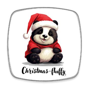 Weihnachten, Pandabär, Panda Christmas-fluffy - Viereckiger Kühlschrankmagnet - Weiß - Vorne