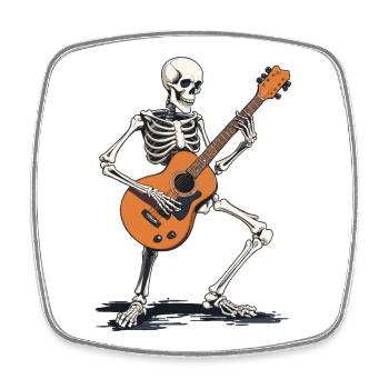 Skelett mit Gitarre - Viereckiger Kühlschrankmagnet - Weiß - Vorne