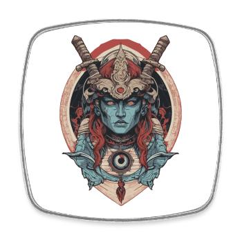 Samurai God - Square fridge magnet - white - Front
